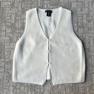 Sincerly Jules Ivory Ribbed V-Neck Button Front Vest